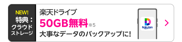 楽天ドライブ50GB無料　大事なデータのバックアップに！